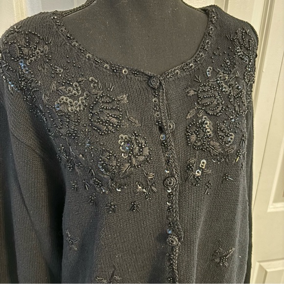 Vintage 90s women’s Tiara size 18/20 plus size sequins button up cardigan - Picture 1 of 7